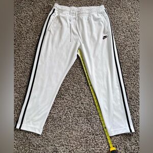Nike White Joggers Black Side Stripe Tapered Sweatpants Men's Drawstring